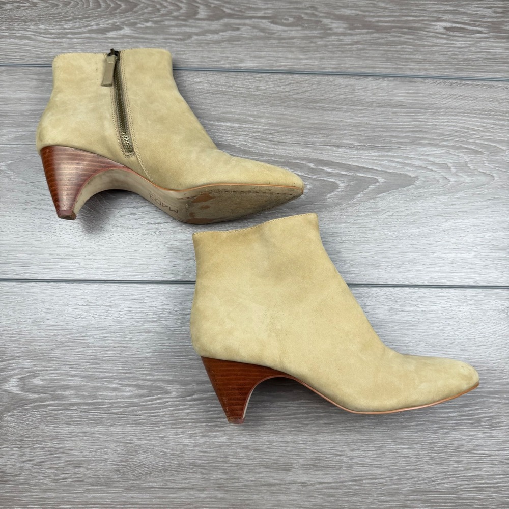 M4D3 Women Ankle Boots Leather Suede Pointed Toe Tan 7.5M